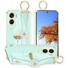 Kainevy Morbido Silicone Cover per Honor 90 Lite 5G con Cordino Kickstand e Anello Metallo, Antiurto Protezione Custodia Viola Aesthetic Sottile Acero Lasciare Modello Bella Case (Verde)