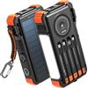 BLAVOR Caricabatterie Solare 20000mAh, 20W Ricarica Rapida Batteria Esterna Portatile USB C Impermeabile Power Bank con Cavi Incorporati, Luce da Campeggio, Torcia, Ricarica Wireless per Apple Watch