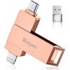 Rinjani [Senza App]Chiavetta USB 256GB,Memoria Esterna per iPhone Certificata Apple, 3 in 1 Chiavetta USB C, Pendrive MFI Lightning, Pennetta USB 3.0 Memoria per iPhone,iPad,Android OTG,Mac e PC