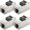 deleyCON Accoppiatore Keystone RJ45 CAT6A (Set da 4 Pezzi) - STP, 2x Presa RJ45, 10 Gbit/s, 500 MHz, Collegamento 1:1 - Argento