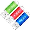 SunData 3 Pezzi 16GB Chiavetta USB Pen Drive 16GB Metallo USB2.0 Unità Memoria Flash Thumb Drive per Archiviazione Dati con Luce LED (3 colori: Blu Verde Rosso)