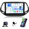 NHOPEEW Qualcomm 8 Core 4+64G Autoradio per Jeep Compass 2017-2021 - 10 pollici Radio Supporto Carplay&Android Auto 5G Wifi&GPS DSP 3D Auto Mondel Display Ventola di raffreddamento