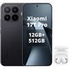 XIAOMI 17T Pro,Smartphone 12+512GB,Display Eye-Care da 6,83 a 144Hz,Batteria al silicio-carbonio da 7000 mAh (tip),Teleobiettivo Leica 5x,HyperCharge da 100W,Nero,Included Bianco Headphones