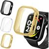 iVoler 3 Pezzi Clear Cover con Pellicola Protettiva per Xiaomi Redmi Watch 6 / NFC, Copertura Completa Custodia Anti-Graffio Ultra Sottile Morbida TPU Case, Trasparente + Nero + Oro