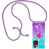 YAMCCCSE Custodia con Cordino per Xiaomi Redmi 10,Liquid Quicksand Cover con Collana Practical Stylish,Silicone Liquido Antiscivolo Case per Cellulare Girocollo，Blu + Viola