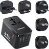 LENCENT 45W Adattatore da Viaggio Universale, Spina Tipo D/G/C/I/A | 3 USB-C + 2 USB-A, Presa Mondiale per EU, UK, Maldive, Sri Lanka, India, Nepal, Ghana, Zimbabwe, Tanzania e Nigeria, ecc.