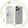 Coiwxmoi Striped Magnetica Cover con Cordino per iPhone 15 PRO Max Righe Motivo, Aesthetic Disegni, Compatibile con MagSafe, Silicone Custodia Case con Tracolla Collana per iPhone 15 PRO Max 6.7