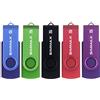 SIMMAX Chiavetta USB 5 pezzi 16GB Girevole Pendrive USB 2.0 Unità Memoria Flash (16GB Blu Verde Nero Rosso Viola)