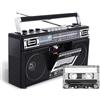 McbeAn Registratore di Cassette, Radioregistratore retrò, Funzione di Trascrizione, Scheda SD/USB, Riproduzione Bluetooth, Riproduzione Dual Audio HD, Stile Anni '80