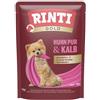 RINTI - Oro | Cibo umido facilmente digeribile per cani adulti di piccola taglia Alimento completo in sacchetto fresco senza carne modellata, soia o additivi artificiali | 10 x 100 g pollo puro +