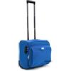 R.Leone Valigia bagaglio a mano 2 Ruote rinforzate Pilota Poliestere Stoffa adatto easyjet 45X36X20 (Azzurro)