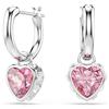 Swarovski Chroma Orecchini Pendenti, Cuore, Rosa, Placcato Rodio