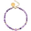 SINGULARU - Bracciale Amulet Ametista. Acciaio con Placcatura in Oro 18 Kt e Pietra Naturale. Gioielli da Donna.