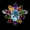 Gemsporium Anello In Argento Sterling Gemsporium Con Topazio Azzurro 8x6mm Citrino Mis. 7