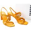 Sandro Sandals Donna Faye In Pelle Arancione EU37 UK4 Tacco A Blocco Casual