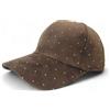 styleBREAKER Cappellino da Baseball da Donna in Velluto a 6 Pannelli con Borchie in Strass | Visiera Curva | Berretto Tinta Unita Regolabile con Chiusura a Strappo 56-59 cm, Mocca Brown