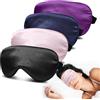 JroyJoy Confezione da 4 mascherine per dormire in seta super morbida, oscuramento al 100%, pressione oculare, benda con cinturino regolabile, coperture per gli occhi da viaggio (nero, rosa, blu