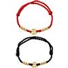 GOMAKERER 2 pezzi 2 colori stile cinese braccialetti a moneta rossa corda regolabile a mano braccialetti portafortuna realizzati a mano in rame Feng Shui braccialetto intrecciato per uomini e donne