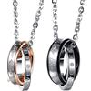 Cupimatch Coppia di collane in acciaio inox con ciondolo a fascia con anello a incastro Forever Love, regalo per San Valentino, con catena da 45,7 cm e 50,8 cm, per Natale, 4.5 cm, Acciaio