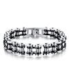 Keybella Ampia Uomini catena pesante Ragazzi motociclista Moto Copia il link Bracciale in acciaio inossidabile San Valentino (Argento&Nero)