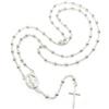 Only faith Rosario in vero argento Sterling 925 con medaglia della vergine e della croce, collana religiosa da 60 cm, gioielli cattolici con perline