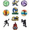 HamdiCo Set di 10 spille per crocs pallavolo - Jibbitz compatibili con scarpe zoccoli - accessori decorativi per sport pallavolo pallone giocatore - regali per bambini e fan di pallavolo