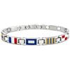 amorili Bracciale Uomo con Bandiere Nautiche in Acciaio Inox e Smalto - Stile Mare Estate Vela Nautico - Idea Regalo Uomo