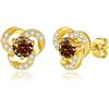 PAKORIO Orecchini borchia moissanite VVS1 argento S925 fiocco neve halo 0,5ct placcato rodio regalo(B-Marrone)
