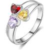 lorajewel personalizzata Famiglia Sterlina Argento Anelli per Donne Nonna mamme Anelli Sorella Gioielleria su misura Coppia Lovers Anelli 3 birthstone 3 inciso Nome madri Giorno I regali Per figlie Taglia 22