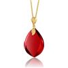 Amber by Mazukna - Ciondolo in ambra rossa, elegante gioiello ambra, grande ciondolo da donna, in argento sterling placcato oro, collana da donna, collana in ambra, lunghezza 45 cm, Argento sterling