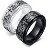 JewelryWe Anello Ruotabile Antistress Preghiera da Uomo Donna, 8mm, Acciaio Inossidabile, Banda Con Bibbia Spagnolo, Signori Attraversare Epoca
