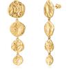 WOWORAMA Orecchini pendenti martellati da donna alla moda, orecchini vintage rotondi a disco pendenti, orecchini lunghi placcati oro, 7,7 x 2 cm, metallo, senza pietre preziose, 7.7x2.0 cm, Metallo,