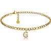 GD GOOD.designs Cavigliera d'oro con lettere impermeabili I Cavigliera da donna placcata oro 18 carati I Cavigliera regolabile (22-27 cm) acciaio inossidabile (G)