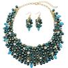 Bocar - Set di collana e orecchini da donna, alla moda, con cristalli, vistoso, realizzato a mano, Vetro, Strass