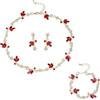 EVER FAITH Set di gioielli da donna con fiori e foglie di cristallo, con collana, orecchini, bracciale, idea regalo