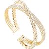 BAOKELAN Braccialetti con strass per donne multistrato braccialetto di cristallo per gioielli da sposa, 2.2 inches, Strass