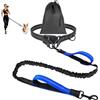 OFFCUP Guinzaglio Cani Mani Libere, Guinzaglio Da Jogging Prolunga Elastica | Con Borsa Portaoggetti per Addestramento, Camminata, Jogging E Corsa Con Cani (Blu scuro, Per 1 Cane)