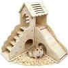 Pyralidsg Casetta Criceto, Casetta per Criceti in Legno con Scale e Scivolo, 17 x 16.6 x 17CM Multifunzionale Casettas Criceto Nano, per Criceti Nano, Gerbil, Topi, Cincillà, Degus