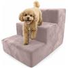 Muralo Scala per Cani 3 Gradini 30 cm - Scaletta Antiscivolo per Cani di Piccola Taglia e Gatti, Rivestimento Magic Velvet Lavabile, Portata fino a 17 kg, Per letto e divano (Rosa)