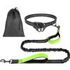 OFFCUP Guinzaglio Cani Mani Libere, Guinzaglio Da Jogging Prolunga Elastica | Con Borsa Portaoggetti per Addestramento, Camminata, Jogging E Corsa Con Cani (Verde fluorescente, Per 1 Cane)