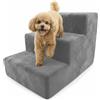 Muralo Scala per Cani 3 Gradini 30 cm - Scaletta Antiscivolo per Cani di Piccola Taglia e Gatti, Rivestimento Magic Velvet Lavabile, Portata fino a 17 kg, Per letto e divano (Grigio)