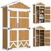 Outsunny Casetta da giardino in legno, 105 x 55 x 179 cm, capannone da giardino esterno, impermeabile, armadio esterno, attrezzi con ante 4 ripiani estraibili tetto in metallo zincato piedini