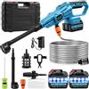 wowspeed Idropulitrice a batteria ad alta pressione portatile con 2 batterie 3000 mAh, idropulitrice a batteria 120 bar, 3 livelli di regolazione, ugello 6 in 1 e angoli regolabili idropulitrice