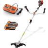 Fuxtec Decespugliatore a batteria FUXTEC 40V FX-E2MSCSET - Tagliabordi e decespugliatore 2 in 1 a batteria con larghezza di taglio di 35 cm - 2x20V - batterie e caricabatterie inclusi - tracolla - 2 livelli
