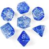 SLAKOZYT Set di 7 dadi poliedrici, cubi trasparenti per dungeons & Dragons RPG MTG DND (glitter blu)