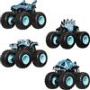 Hot Wheels Monster Trucks, Set di 4 camion giocattolo in scala 1:64, set di 4 veicoli a tema raggi X, ruote giganti, personaggi preferiti e design cool