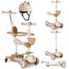 Twinly - Monopattino per bambini evolutivo 3 in 1 DINLY, multifunzione, corrimane Monopattino per bambini, Scooter con casco da 1 a 6 anni + LED funzione bici da bilanciamento - 30 kg (Bianco)