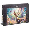 Ulmer Puzzleschmiede Puzzle da 1000 pezzi Principe fiaba - Delicato motivo foresta con cervo e farfalle su prato colorato - Illustrazione naturale fiabesca - Qualità Puzzle Made in Germany