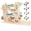 Smartwo Gioco Educativo Montessori in Legno Ramp Racer 4 Livelli con 4 Mini Auto Giocattolo Sviluppo per Bambini 3-5 Anni Pista da Corsa per Maschietto e Femminuccia Motricità Fine Regalo Compleanno e Natale