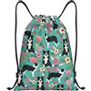 RRhgipp Border Collie Florals Zaino con coulisse Sport Palestra Sackpack Tasca Impermeabile String Bag Donne Uomini Scuola, Nero , S, Classico